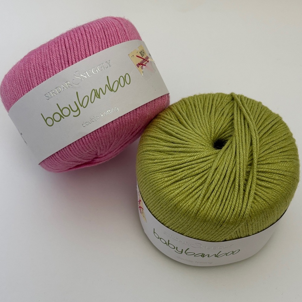 Sirdar Snuggly Baby Bamboo Double Knitting‎ Yarn Bamboo Wool Pink Green Lot of 2